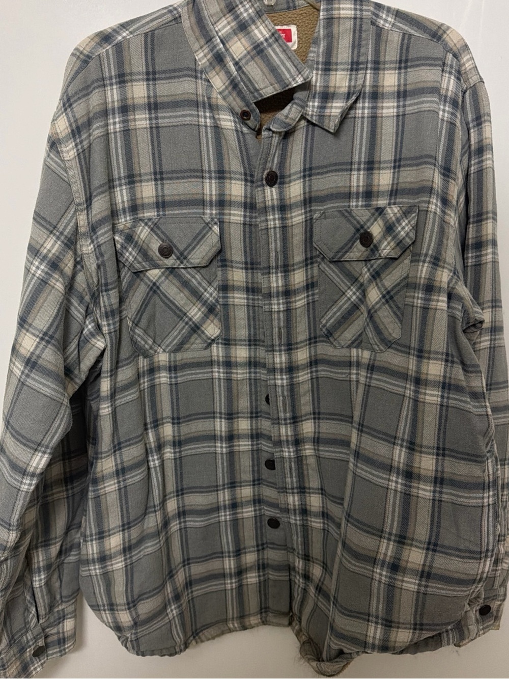 Wrangler Gray Plaid Military Field Shirt Jacket